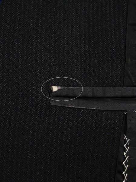 1960s Narrow Lapel 3 Button Black / Grey Stripe Tailored Suit 40L