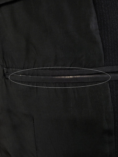 1960s Narrow Lapel 3 Button Black / Grey Stripe Tailored Suit 40L