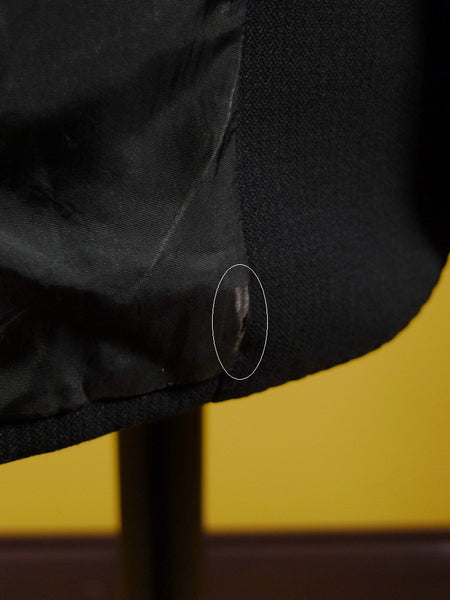 1960s Narrow Lapel 3 Button Black / Grey Stripe Tailored Suit 40L